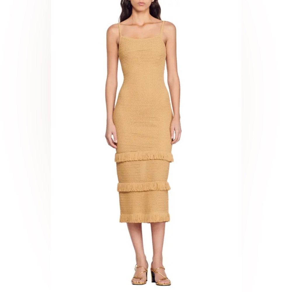 Sandro yellow midi dress